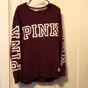 PINK Crew neck sweatshirt. Maroon super soft